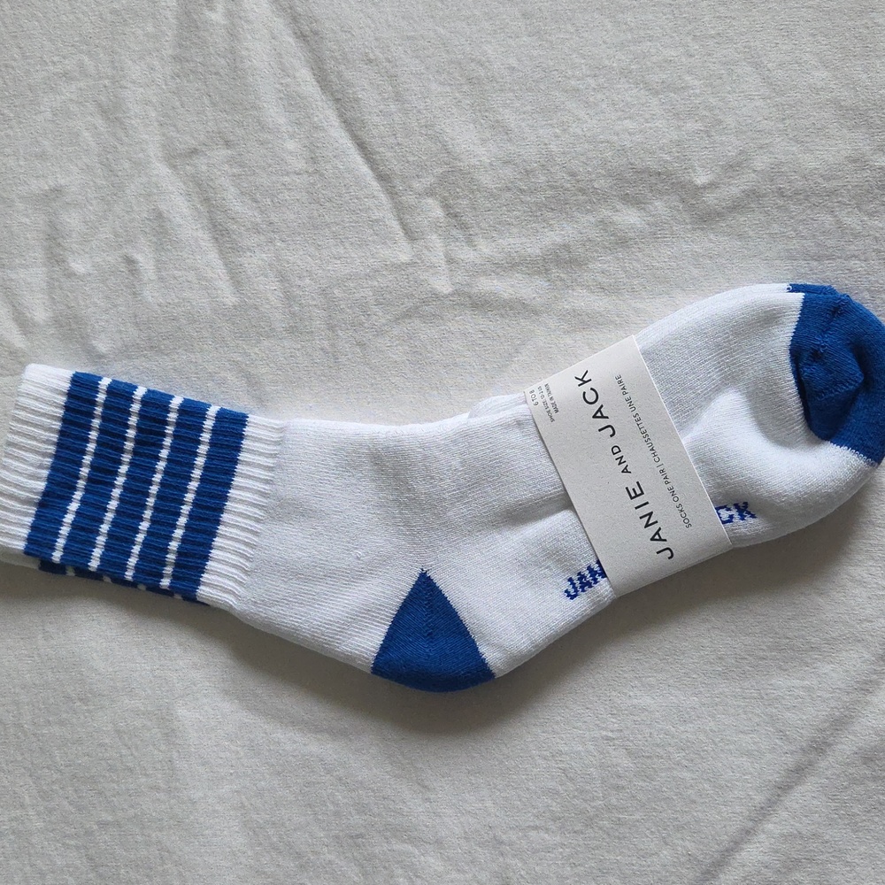 Janie and Jack Blue and White Striped Socks